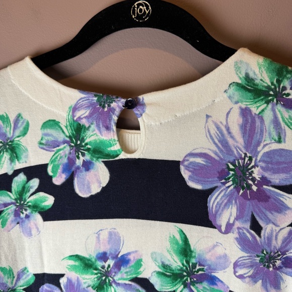 NWT Talbots Petites Purple Floral Stripes Short Sleeve Top XSP - Picture 7 of 13